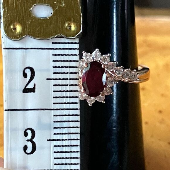 Anthill Garnet Sterling Silver Halo Ring Size 8 - Picture 6 of 8